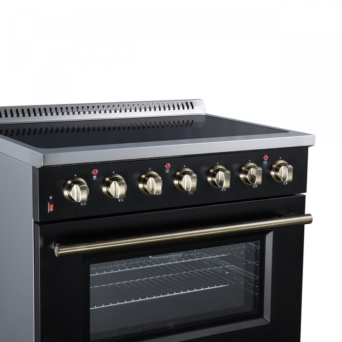 Forno Galiano 36 Inch Freestanding Electric range, 5 radiant burners, 5.36 cu.ft., Black - FFSEL6083-36BLK Electric Range
