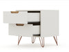 Rockefeller Mid-Century Modern 2-Piece Dresser Set in Off White | Ensemble de commode 2 pieces Rockefeller style mid-century moderne en blanc casse