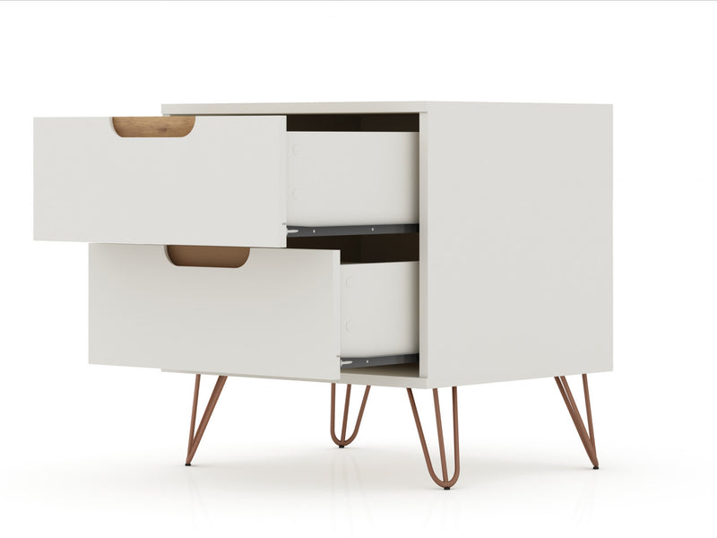 Rockefeller Mid-Century Modern 2-Piece Dresser Set in Off White