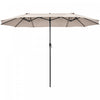 Costway 15FT Patio Double-Sided Umbrella Crank Outdoor Garden Market Sun Shade Beige