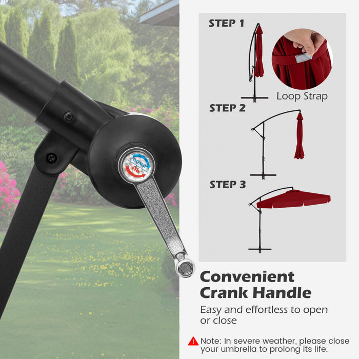 Costway 10 FT Offset Hanging Umbrella Patio Cantilever Umbrella with Cover Red