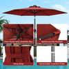 Costway 7.5 ft Solar Powered Patio Umbrella with LED Lights Push Button Tilt Crank Handle Red