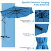 Costway 10FT Cantilever Solar Powered 32LED Lighted Patio Offset Umbrella Outdoor Blue