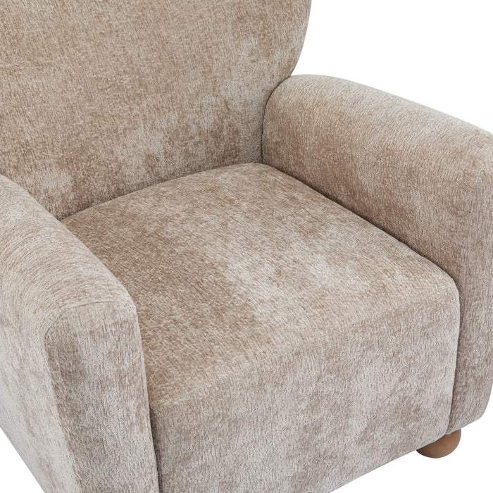 Wingate Cozy Wingback Armchair with Premium Fabric and Solid Wood Legs, Beige Brown