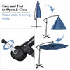 Costway 10FT Patio Offset Umbrella Solar Powered LED 360Degree Rotation Aluminum Blue