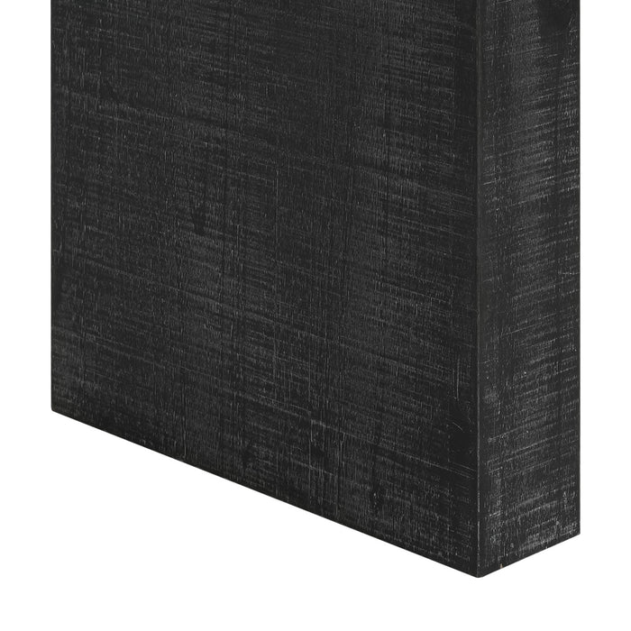Cedar 52 Inch Wood Console Table with Curved Edge and Distressed Finish, Black