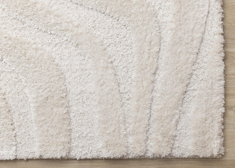 Lincoln Modern Luxurious Plush White Curves Area Rug - 6'7\" x 9'6\"