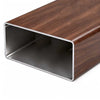 Liam Modern Rectangle Clear Tempered Glass Coffee Table,Walnut | Table basse moderne rectangulaire en verre trempe transparent Liam, finition noyer