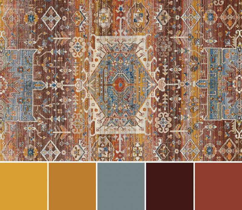 Dulce Traditional 2'6\" x Runner Rug in Multi Indoor Area Rug