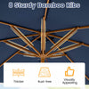 Costway 9 FT Patio Umbrella with Adjustable Height. Rope Pulley Lift. Vented Top for Beach Navy Blue