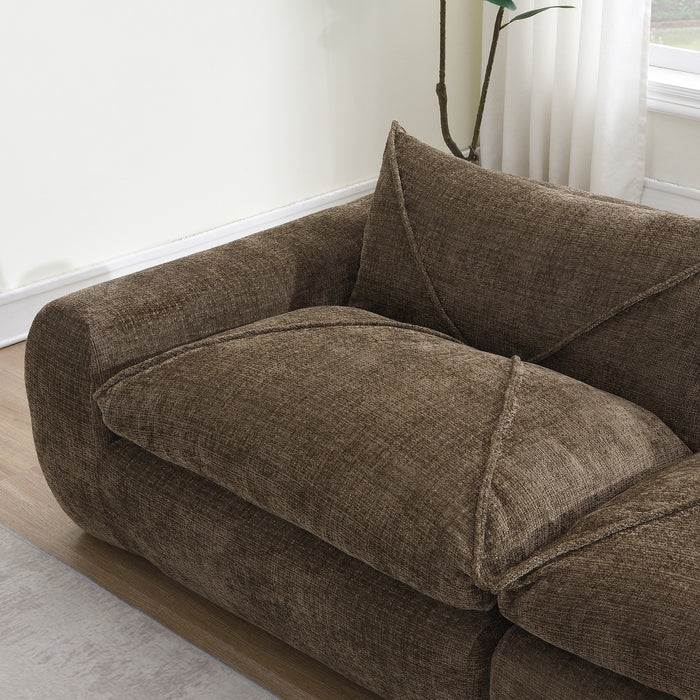 Cloud 116 Inch Modular Sectional Sofa with Ottoman and Legless Design, Brown