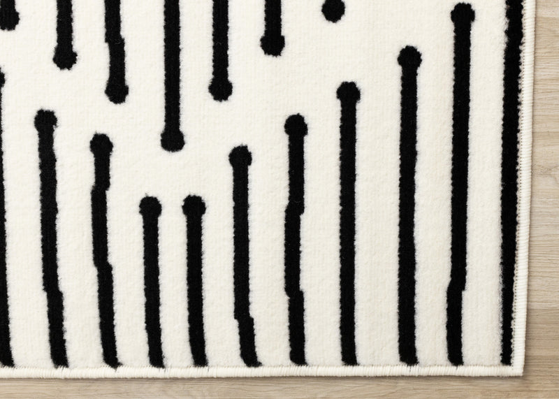 Forte Black White Stripes Area Rug - 6'7\" x 9'6\"