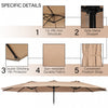 Costway 15FT Double-Sided Twin Patio Umbrella Outdoor Market with Crank & Base Brown