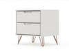 Rockefeller Mid-Century Modern 20" Nightstand in Off White (2-Drawer) - Set of 2 | Table de nuit Rockefeller Mid-Century Modern 20" en blanc casse (2 tiroirs) - Lot de 2