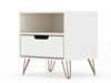 Rockefeller Mid-Century Modern 20" Nightstand in White (1-Drawer) - Set of 2 | Table de nuit Rockefeller Mid-Century Modern 20" en blanc (1 tiroir) - Lot de 2