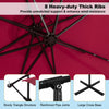 Costway 10 Ft Patio Solar LED Offset Umbrella 40 Lights Crank Cross Base Wine