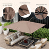 Costway Patio 9.5FT Square Cantilever Offset Hanging Umbrella 2-Tier 360° Outdoor Coffee