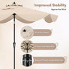 Costway 9 FT Patio Umbrella 2-Tier Market Table Umbrella with Crank Handle & 8 Ribs Beige
