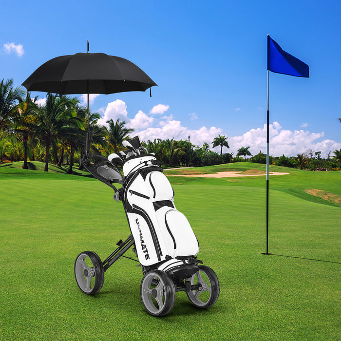 Goplus Folding 4 Wheels Golf Push Cart W/brake Scoreboard Adjustable Handle Gray