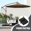 Costway Patio 10FT Hanging Offset Umbrella 32 LED Lights Sand Bag Outdoor Cross Base