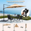 Costway 9 FT Patio Cantilever Umbrella with Sun-Protective Canopy, Top Air Vent Cross Base Beige