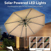 Costway 10 FT Solar Patio Umbrella with 96 LED Lights 35° Adjustable Tilt Vented Top Beige