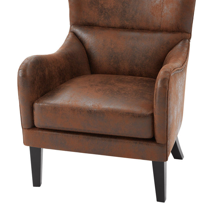 Havenwood HI-BACK Studded Accent Chair with Nailhead Trim, Brown
