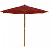 Costway 10FT Patio Wooden Market Table Umbrella Pulley with 8 Bamboo Ribs Sunshade Canopy Wine