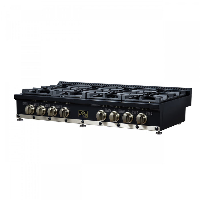 Forno Ambassador 48\" Gas Cooktop, Black, 8 burners - FCTGS5799-48CPBLK