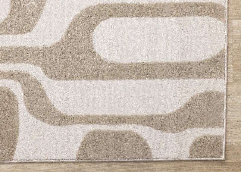 Leopold Modern Mid-Century Beige Cream Area Rug - 5'3\" x 7'7\"