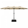 Costway 15 Ft Patio Double Sided Umbrella Outdoor Market Umbrella Beige