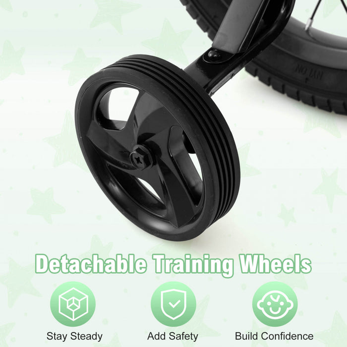 Costway 12\" Kid's Bike With Training Wheels Adjustable Handlebar & Seat Handbrake Silver