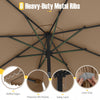 Costway 10 FT Patio Umbrella with Crank Tilt Adjustment Ruffles Vented Top 8 Ribs Brown