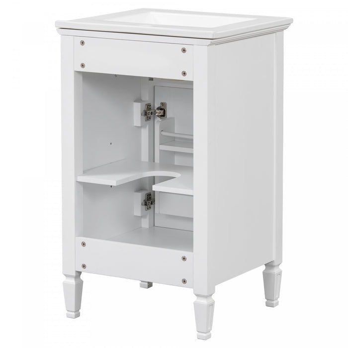 Jocelyn 20\" Bathroom Vanity with Ceramic Sink and Solid Rubberwood Frame, Black