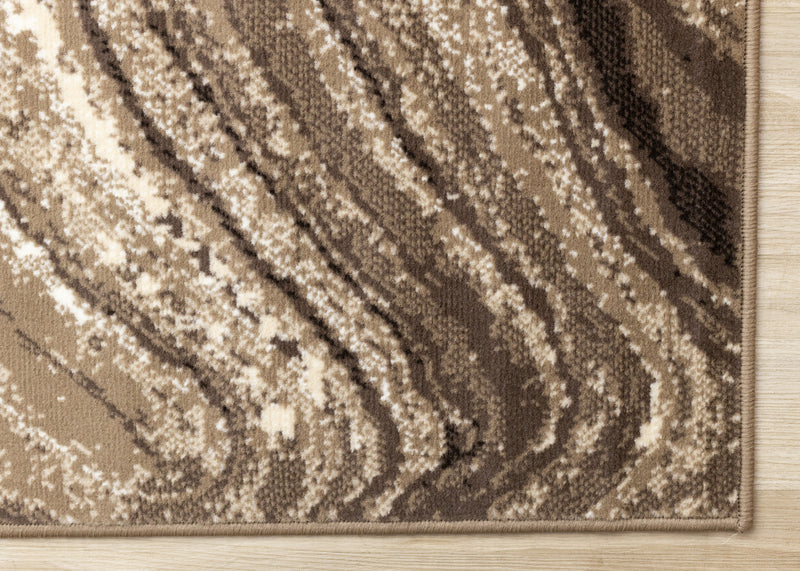 Forte Brown Cream Soothing Waves Area Rug - 5'3\" x 7'5\"