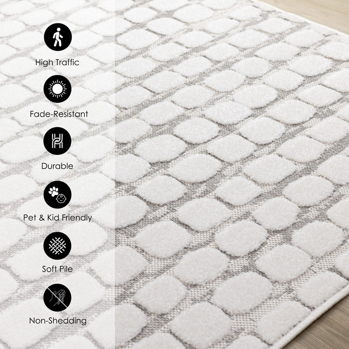 Oslo White Great Pebble Patterned Rug, 5'3\" x 7'7\" Indoor Area Rug