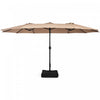 Costway 15 Ft Patio Double Sided Umbrella Outdoor Market Umbrella Tan