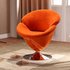 Manhattan Comfort Tulip Polished Chrome Velvet Swivel Accent Chair - Orange|Fauteuil d’appoint pivotant Tulip de Manhattan Comfort en chrome poli et en velours - orange