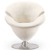 Manhattan Comfort Tulip Polished Chrome Velvet Swivel Accent Chair - White|Chaise d’appoint pivotante Tulip de Manhattan Comfort en chrome poli et en velours - blanche