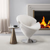 Manhattan Comfort Tulip Polished Chrome Velvet Swivel Accent Chair - White|Chaise d’appoint pivotante Tulip de Manhattan Comfort en chrome poli et en velours - blanche