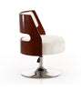 Manhattan Comfort Salon Polished Chrome Faux Leather Adjustable Height Swivel Accent Chair - White|Chaise d’appoint pivotante Salon de Manhattan Comfort à hauteur réglable en chrome poli et en similicuir - blanche