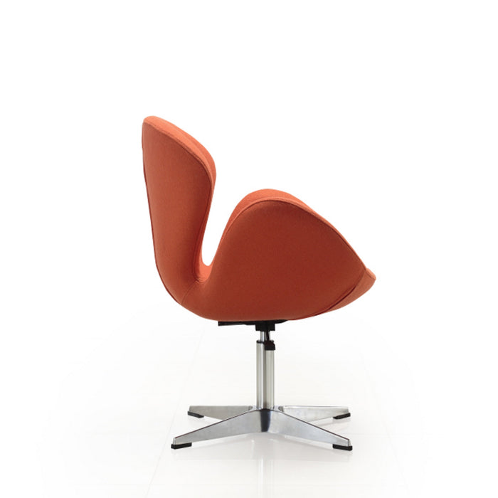 Manhattan Comfort Raspberry Polished Chrome Wool Blend Adjustable Swivel Chair - Orange