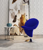 Manhattan Comfort Curl Polished Chrome Wool Blend Swivel Accent Chair - Blue|Fauteuil d’appoint pivotant Curl de Manhattan Comfort en chrome poli et en mélange de laine - bleu