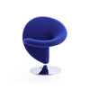 Manhattan Comfort Curl Polished Chrome Wool Blend Swivel Accent Chair - Blue|Fauteuil d’appoint pivotant Curl de Manhattan Comfort en chrome poli et en mélange de laine - bleu