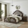 Ambrose Panel Bed with Headboard & Frame, Wooden, Fabric, Brown - King Size | Lit à panneaux Ambrose en bois et en tissu avec tête de lit et cadre de lit, brun - format très grand lit