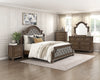 Ambrose Panel Bed with Headboard & Frame, Wooden, Fabric, Brown - King Size | Lit à panneaux Ambrose en bois et en tissu avec tête de lit et cadre de lit, brun - format très grand lit
