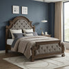 Ambrose Panel Bed with Headboard & Frame, Wooden, Fabric, Brown - Queen Size | Lit à panneaux Ambrose en bois et en tissu avec tête de lit et cadre de lit, brun - format grand lit