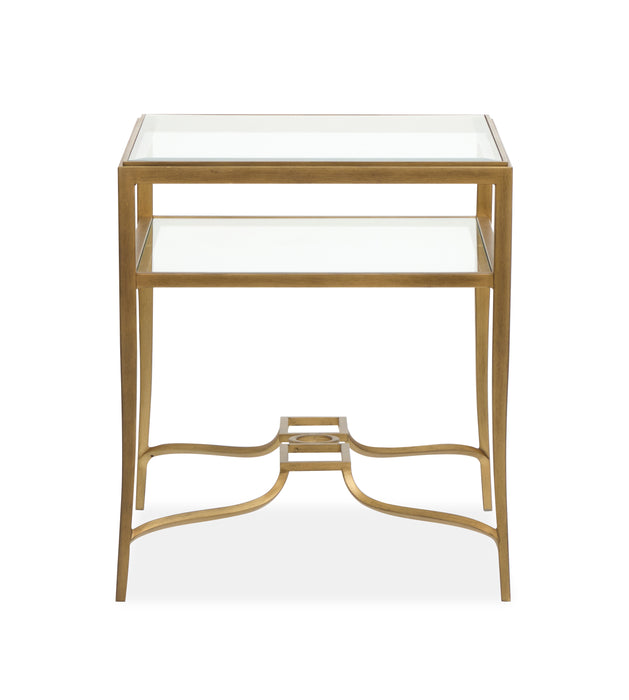 Avondale 22\" Glam Glass End Table with Shelf - Burnished Brass