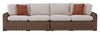 Banff 3-Piece Outdoor Patio Set with 2 Loveseats & Corner Chair - Weather Resistant - Brown/Beige | Ensemble Banff 3 pièces pour la terrasse à l’extérieur avec 2 causeuses et un fauteuil en coin, résistant aux intempéries - naturel et beige