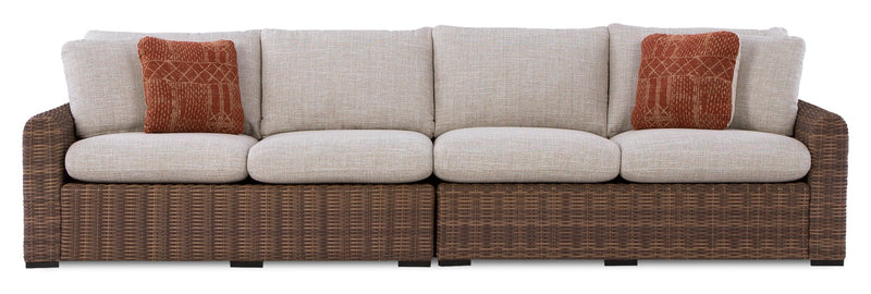 Banff 3-Piece Outdoor Patio Set with 2 Loveseats & Corner Chair - Weather Resistant - Brown/Beige